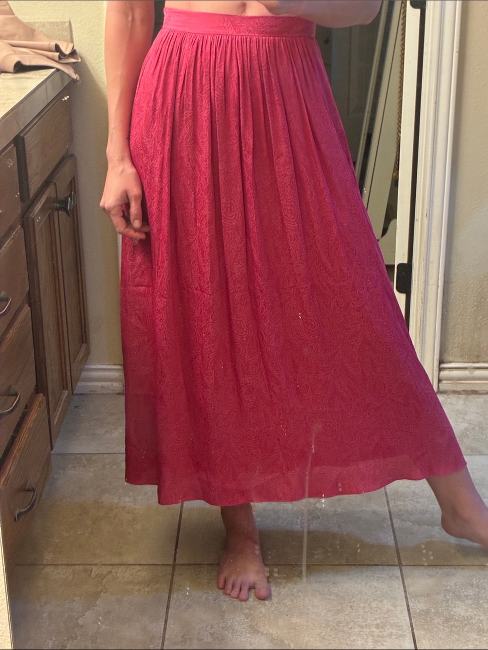 Silky designer paisley midi maxi Flowy a-line skirt boho size 2
